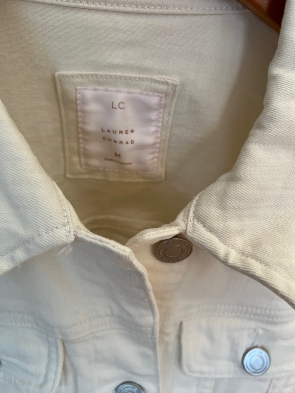 LC Lauren Conrad Cream Off-White Denim Jacket - Picture 2 of 7